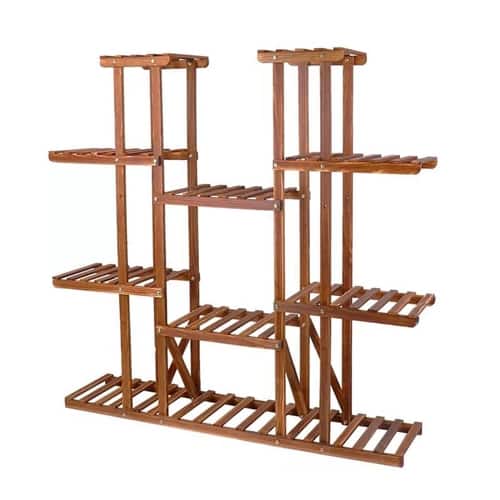 SlickBlue - Solid Wood 11-Tier Vertical Plant Stand for Indoor and Outdoor Spaces - Brown