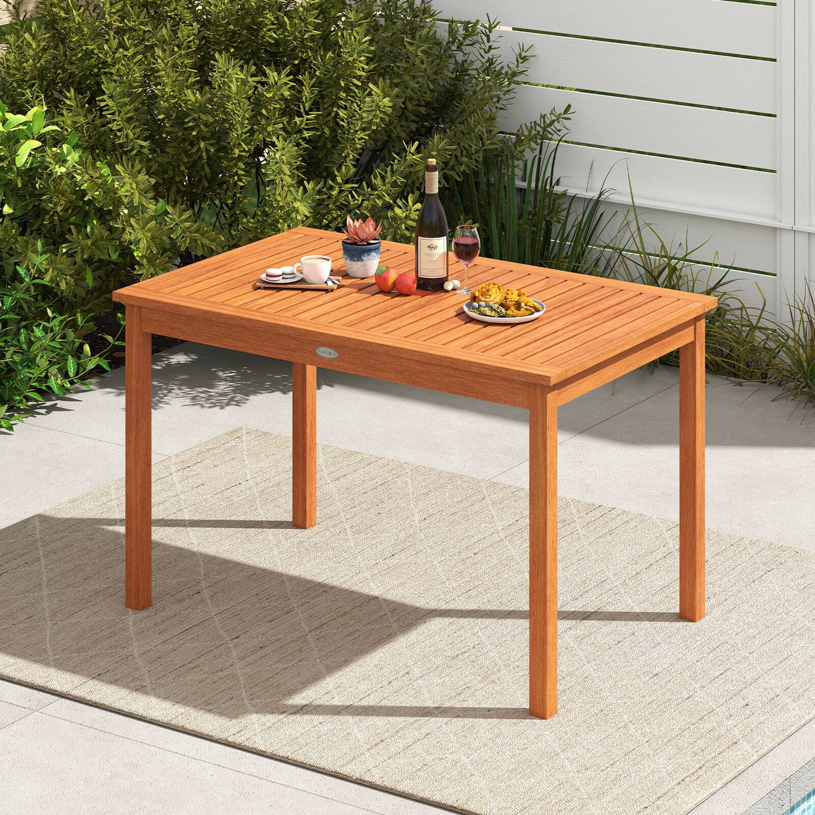Alt View 1. Costway - Costway 48 Inches Outdoor Dining Table for 4-6 People with Slatted Tabletop for Lawn Garden - Orange.