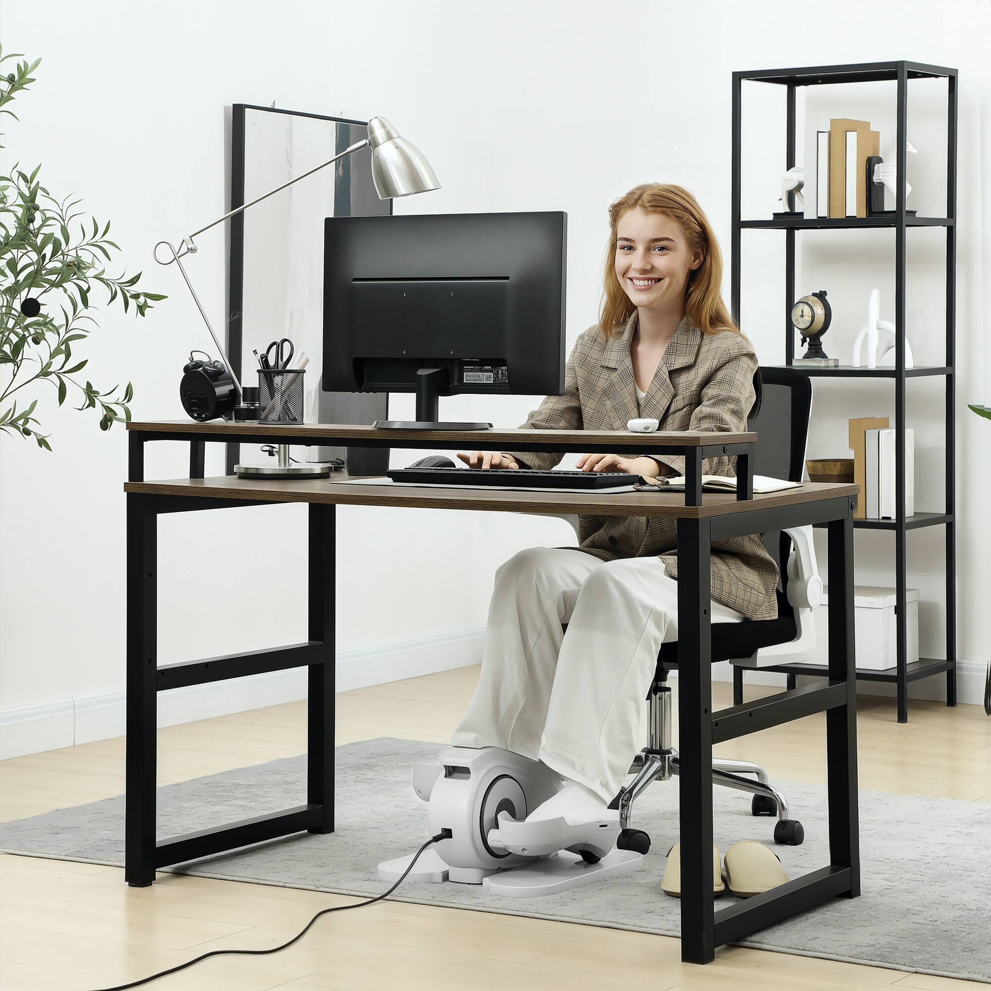 Alt View 8. Soozier - Under Desk Elliptical Machine, Electric Ellipse Leg Exerciser while Sitting for Seniors with Manual & Auto Mode - White.