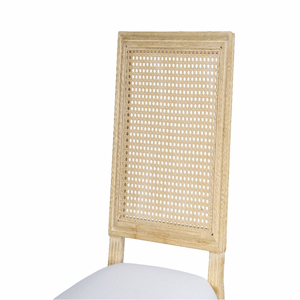Alt View 8. Loheer - Loheer French Country Dining Chairs Set of 2 Upholstered Rattan Back Solid Wood Frame Beige - Beige.