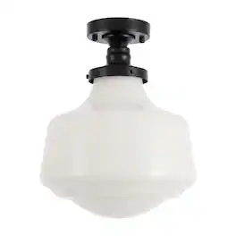 Living District - Lyle 1 light Flush mount - Black And Frosted White Glass