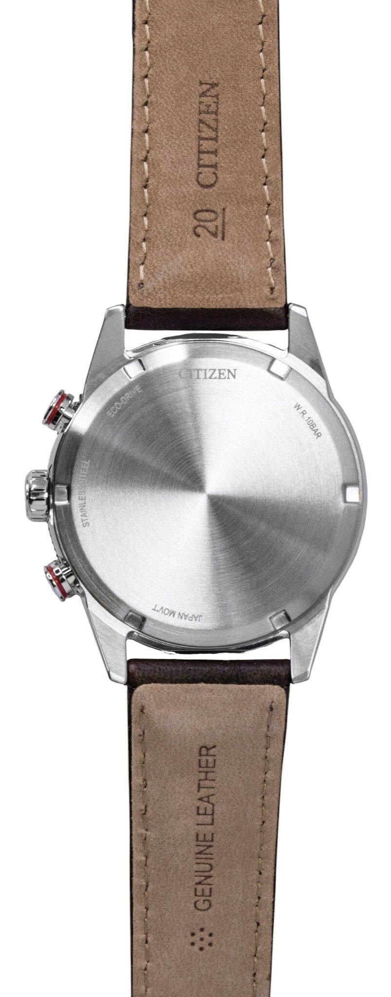CITIZEN 20  
ECO-DRIVE  
CITIZEN  
W.R. 10BAR  
STAINLESS  
MOV'T JAPAN  
LEATHER GENUINE
