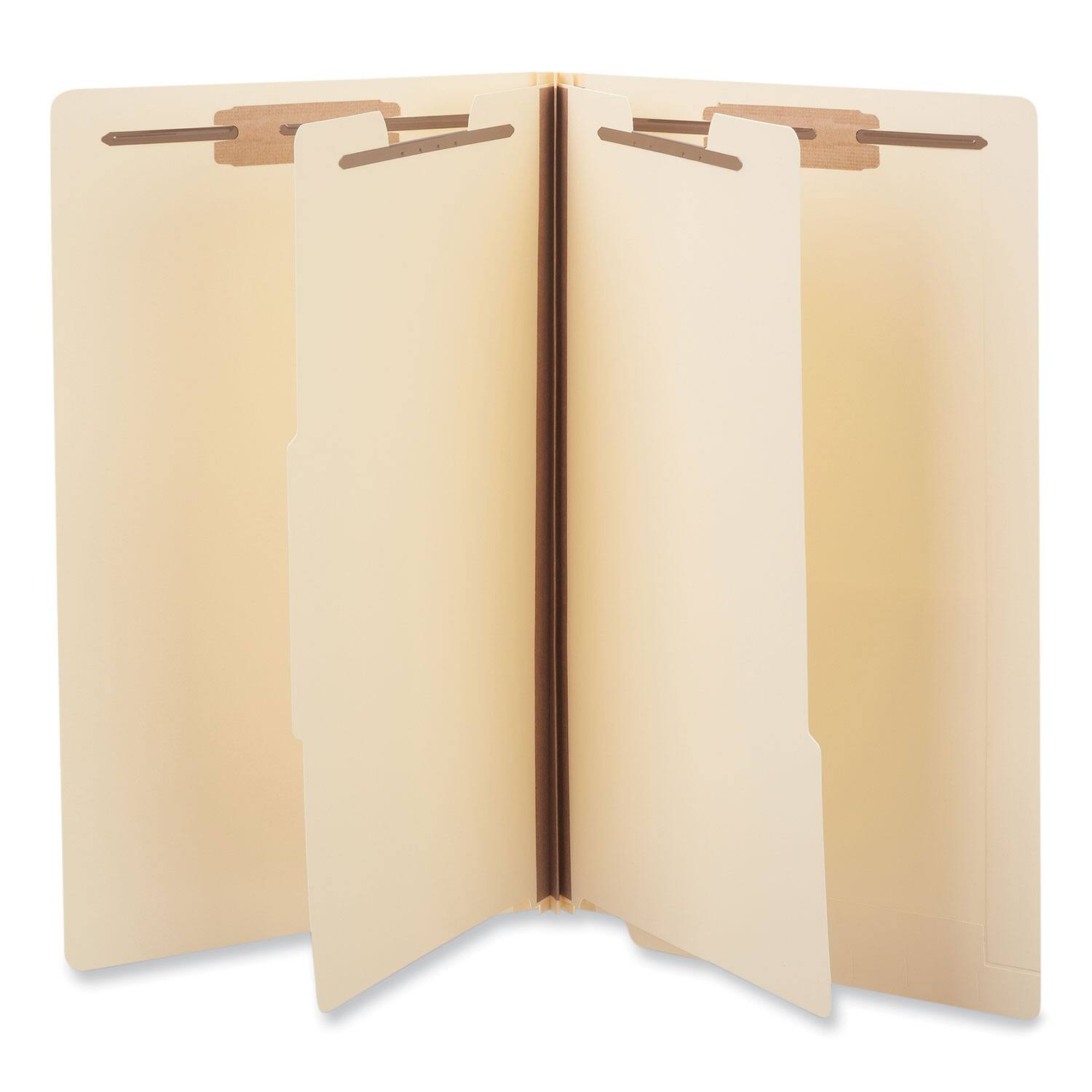 Front. Universal - Six Section Manila End Tab Classification Folders  2 Expansion  2 Dividers    Legal Size  Manila Exterior  10 per Box.