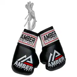 Amber Sporting Goods - Mini Boxing Glove Replicas – Rear-View Mirror Accessory, Pair - Black