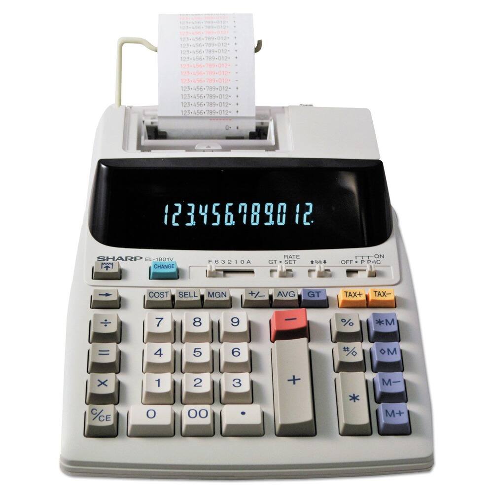 Sharp - EL1801V Print 2.1 Lines/Sec Two-Color Printing Calculator - Black/Red