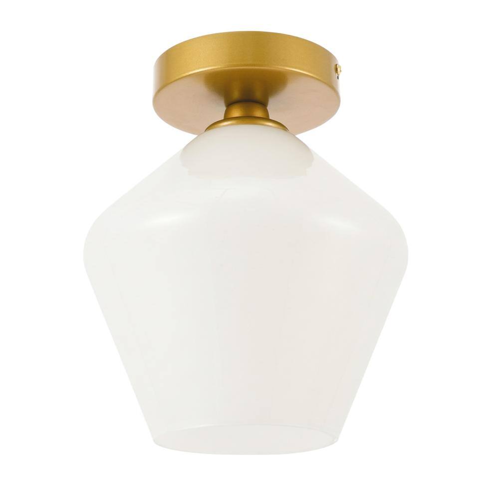 Brass And Frosted White Glass