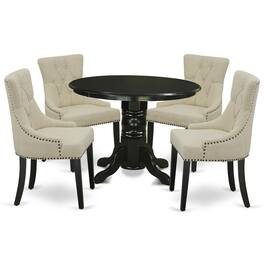 East West Furniture - Dining Room Set Black - Brown