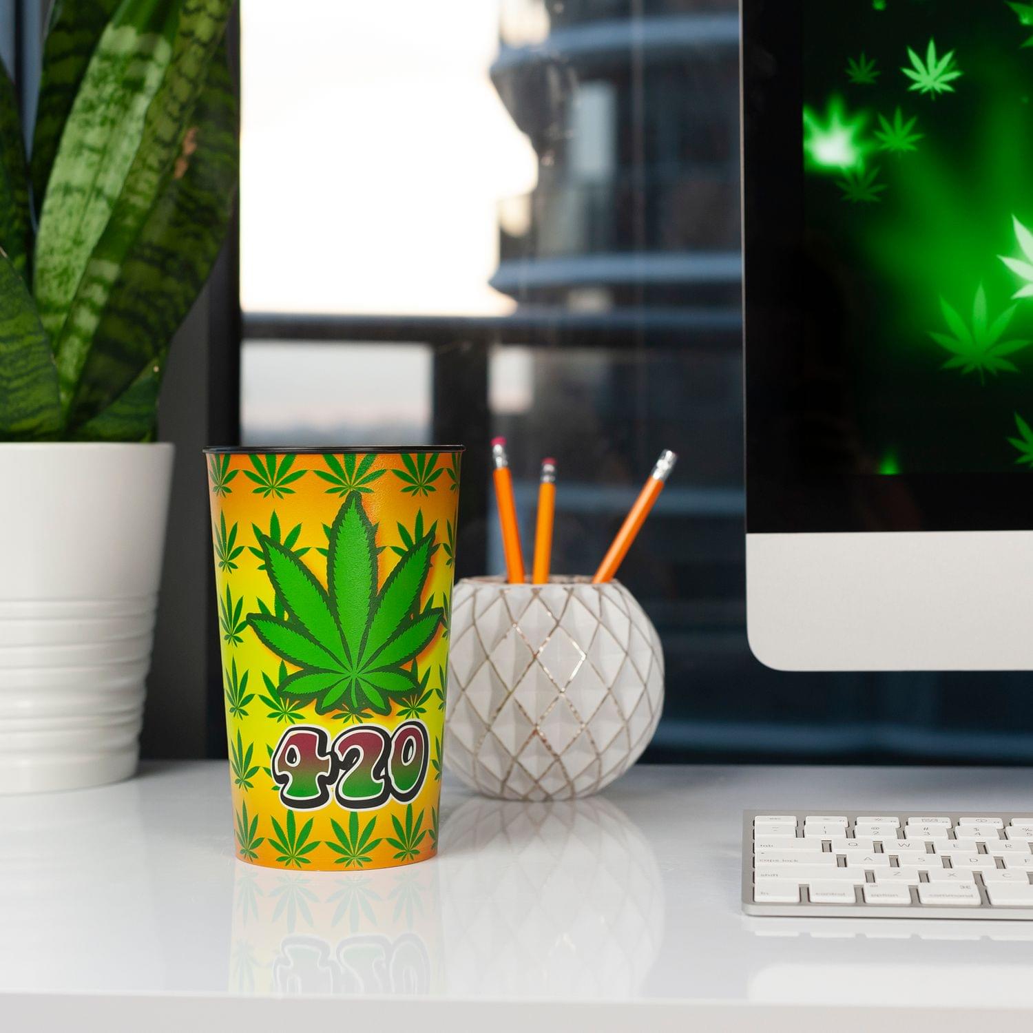 Alt View 3. Just Funky - 420 Stoner 32oz Stadium Cup - Green.