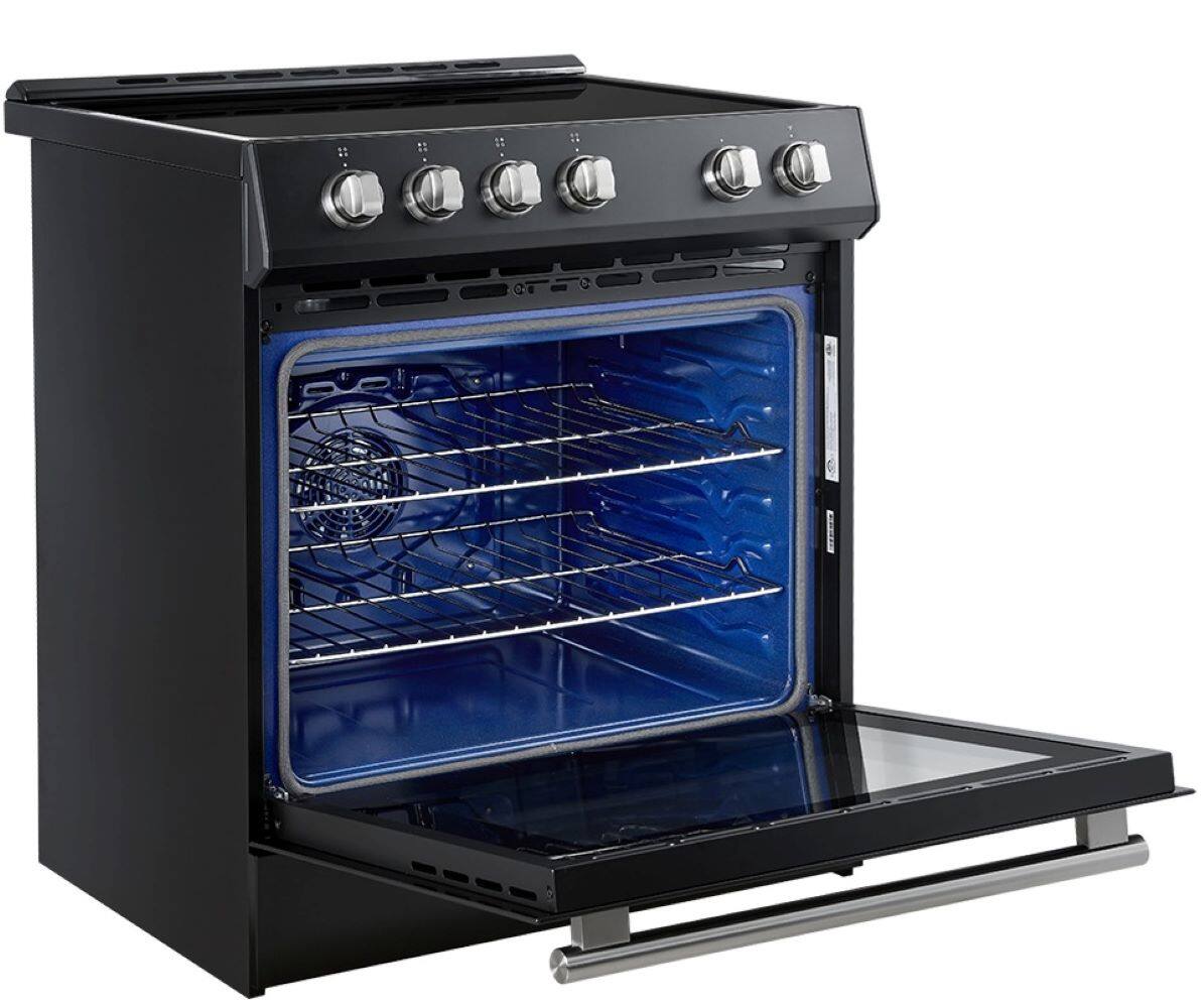 Alt View 3. Forno Appliances - Leonardo Espresso 5 cu. ft. Slide-In Electric Induction Convection Range with Customizable Hardware - Black.