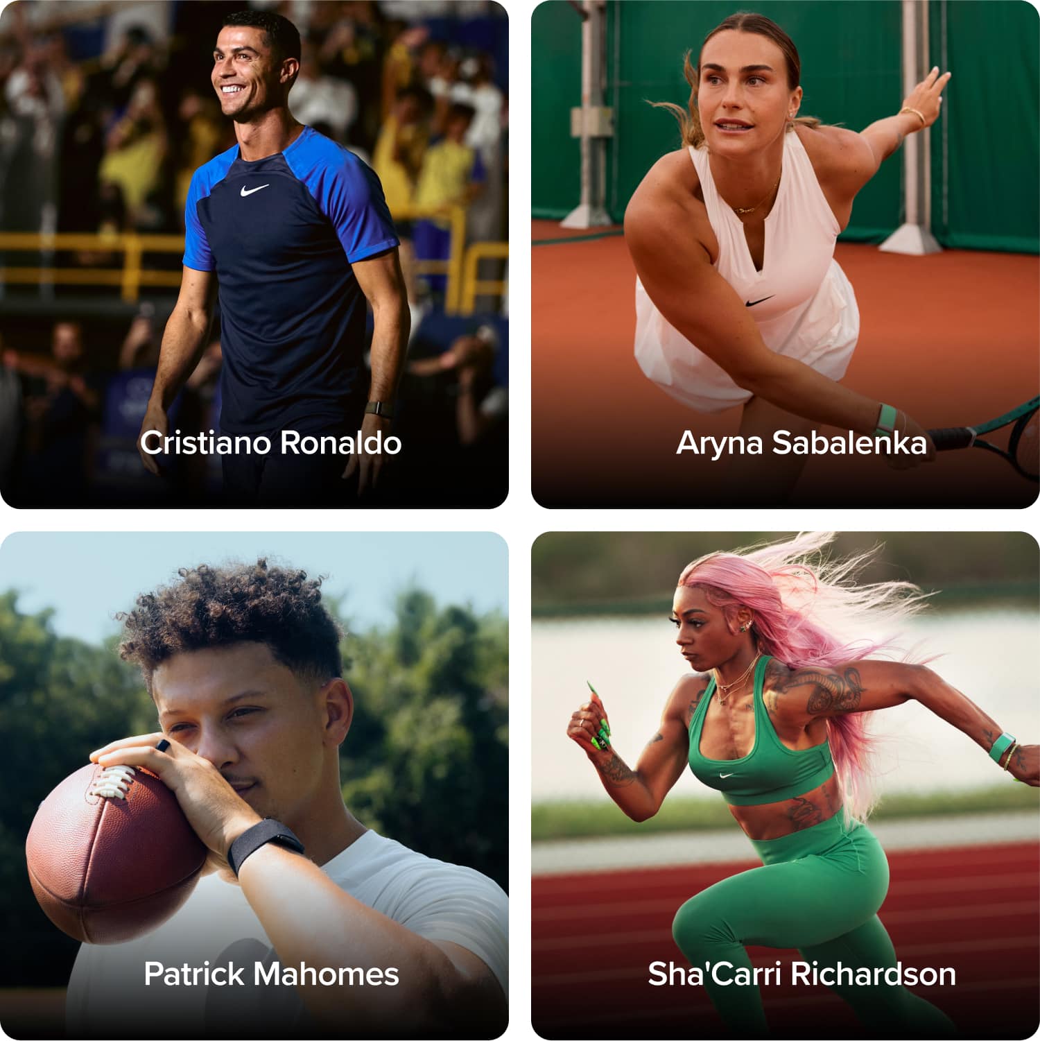Cristiano Ronaldo Aryna Sabalenka Patrick Mahomes Sha'Carri Richardson