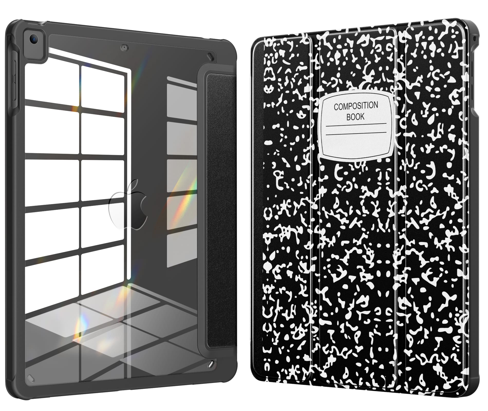 DTTO - Case for iPad 6th / 5th Generation 9.7 inch Case iPad Air 2 & 1 Case, Clear Back,Built-in Pencil Holder, Auto Sleep/Wake - Book
