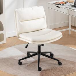 Trinkets Crazed - Adjustable Swivel Criss Cross Chair, Home Office Desk Chair - White