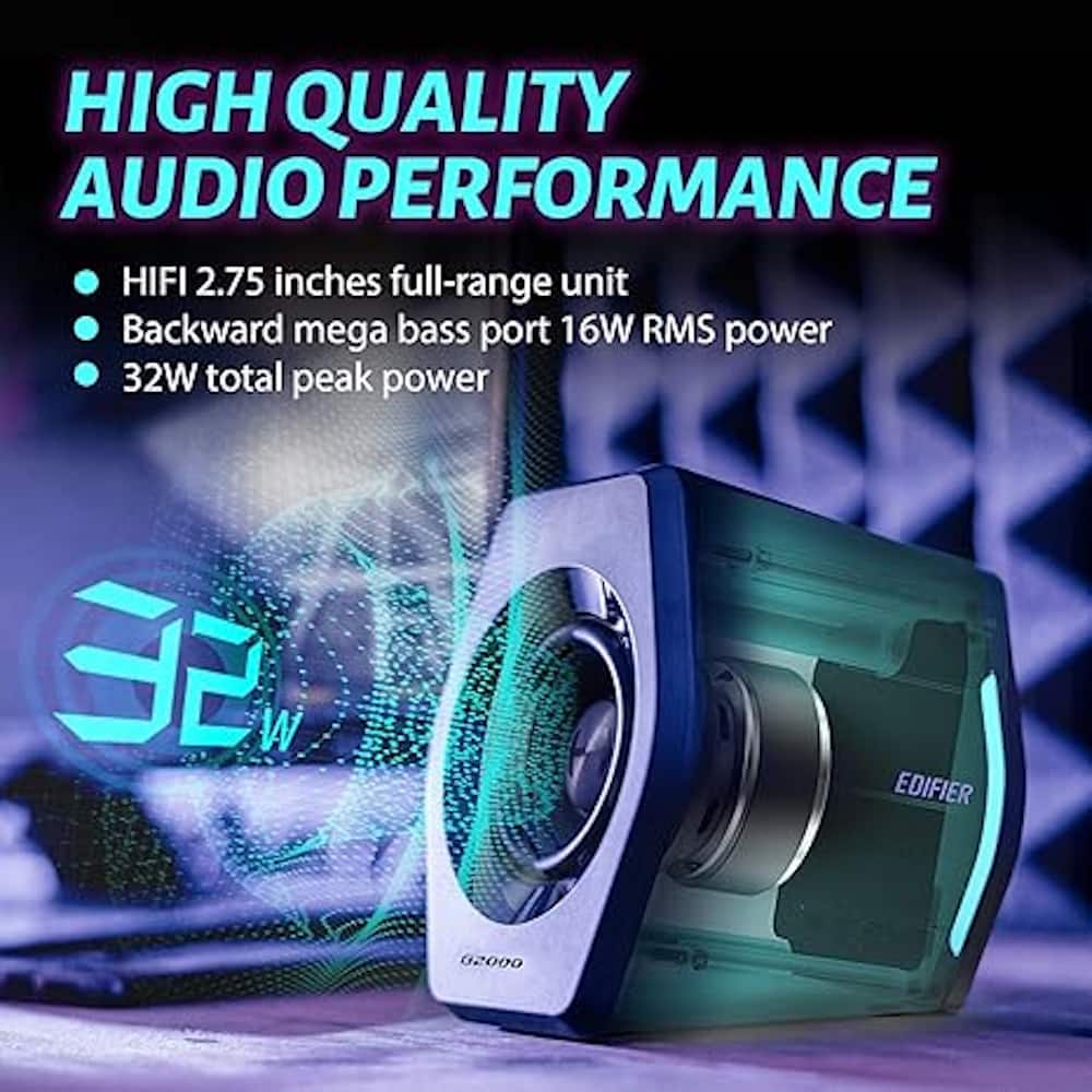 High Quality Audio Performance: Hi-Fi 2.75 inches full-range unit, Backward Mega Bass port, 16W RMS power, 32W total peak power. Made by Edifier.