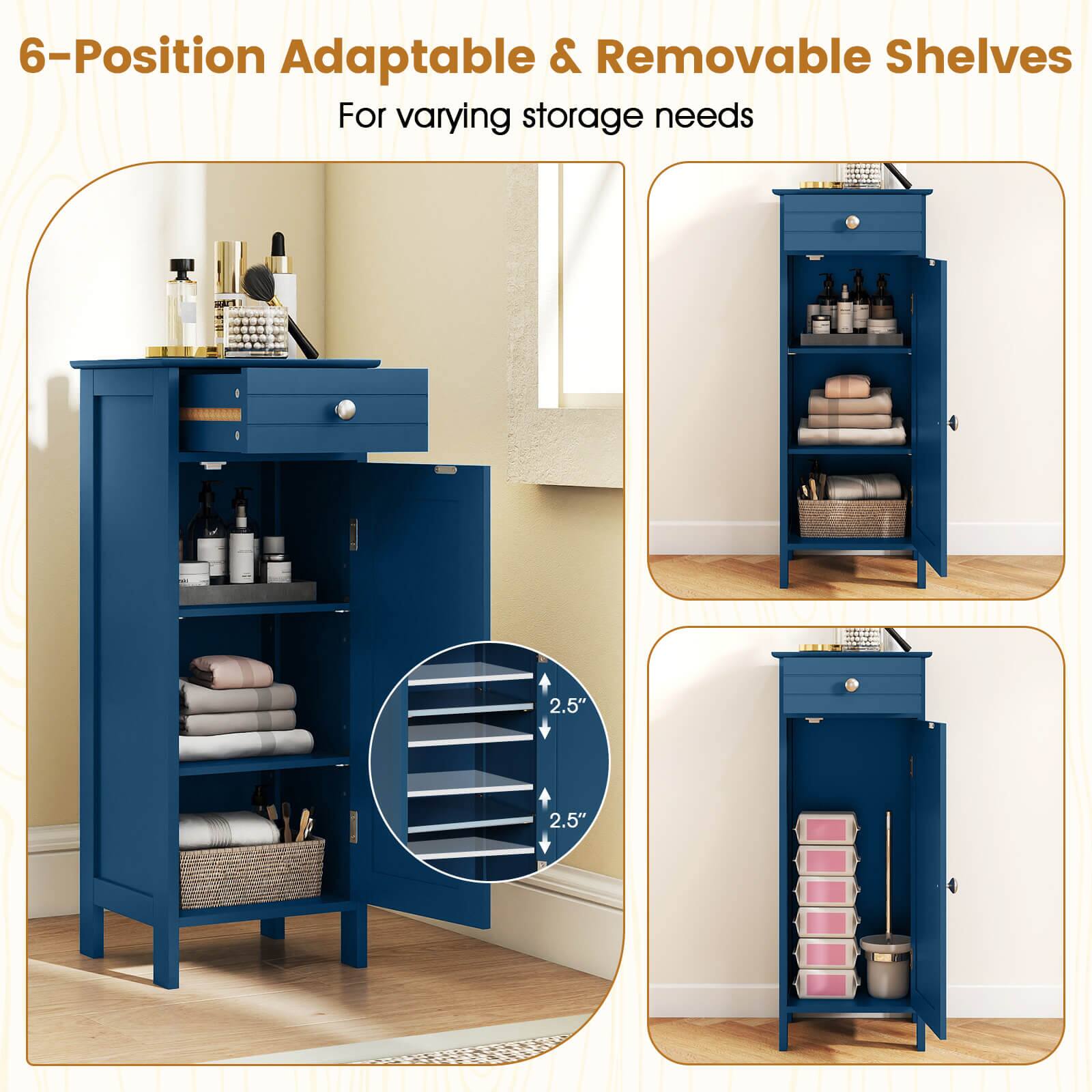 6-Position Adaptable & Removable Shelves  
For varying storage needs  

2.5"  
2.5"