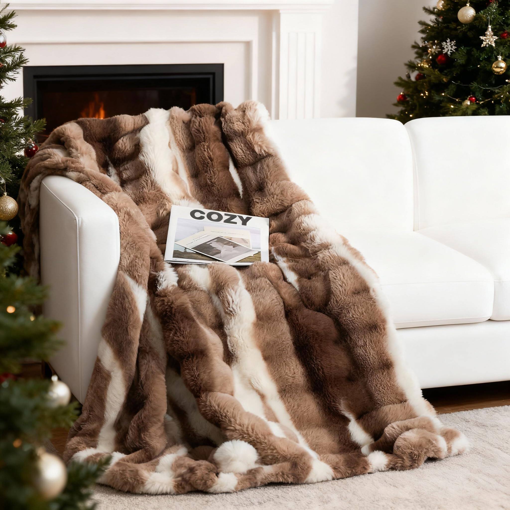 Mocha Cream Swirl Throw(50" x 60")