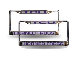 Rico Industries - Texas Christian Horned Frogs Chrome Metal Laser License Plate Frame - Set of 2 Frames - Multi