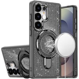 Kitcheniva - Translucent Glitter Magnetic Circle Phone Case With Tempered Glass For Samsung S26 Ultra - Black