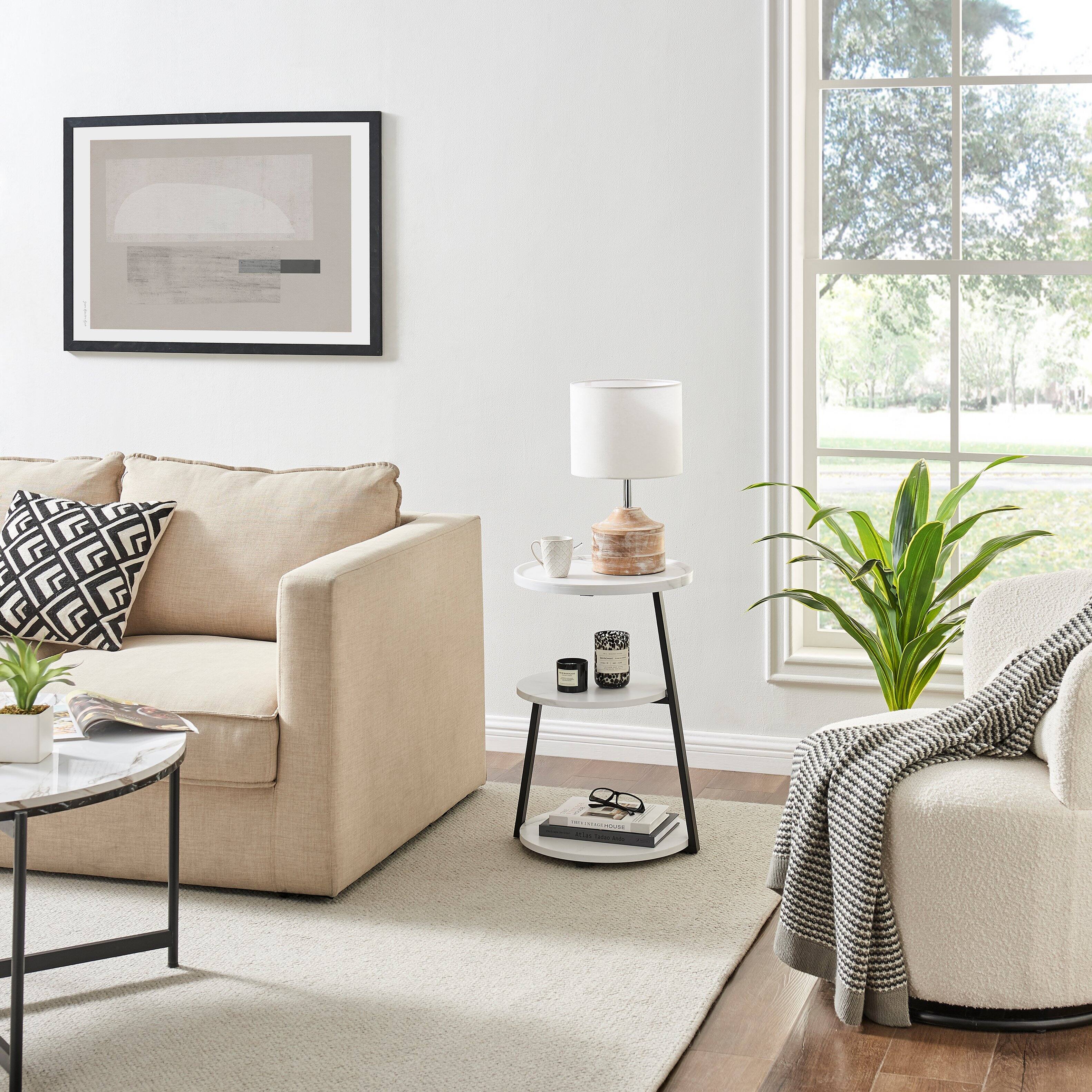 Alt View 4. Danya B - Skylar Round 3-Tier Side Accent Table - White Marble/Black - White Marble/Black.