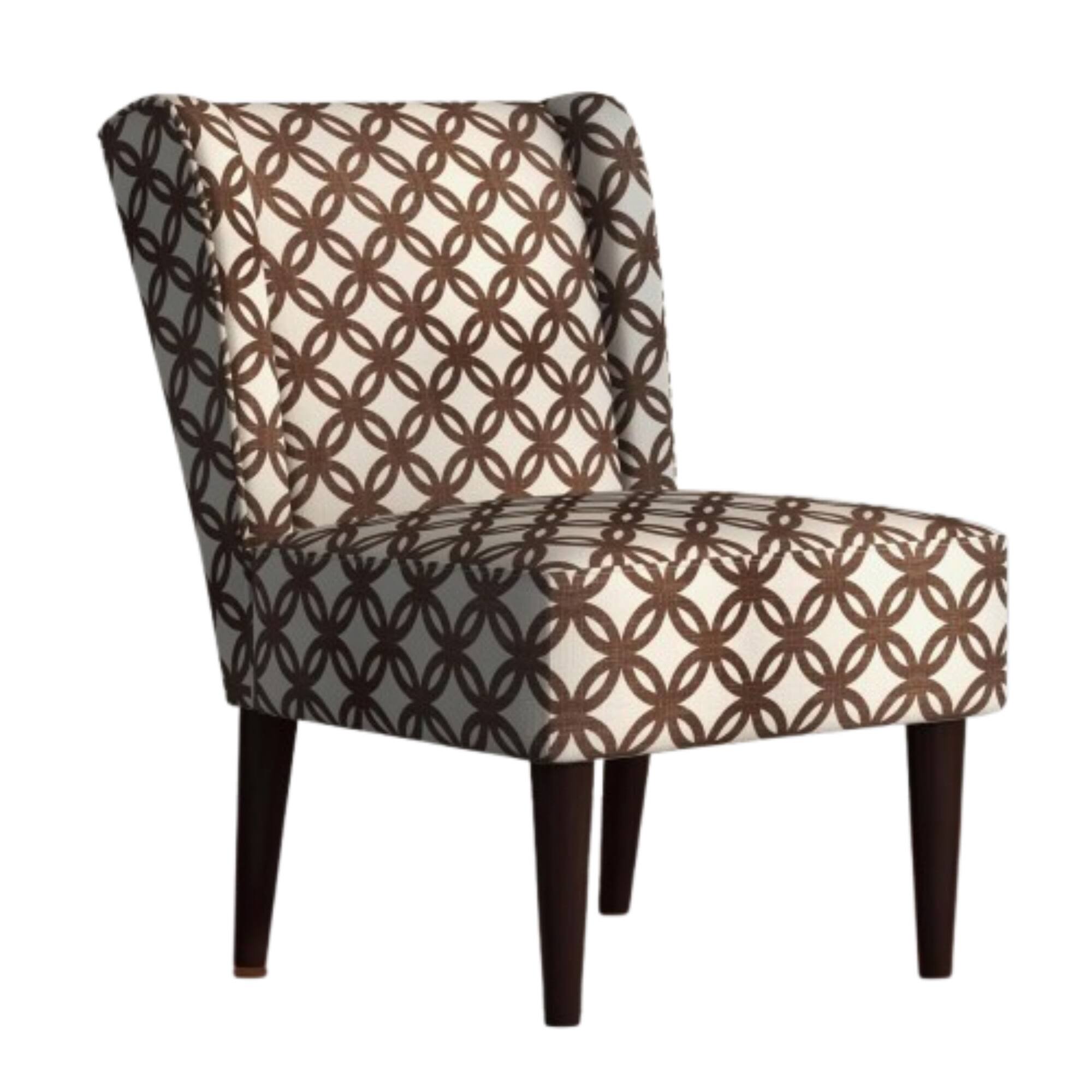 Angle. Bestier - Mid-Century Modern Armless Plaid Accent Chair - Brown.