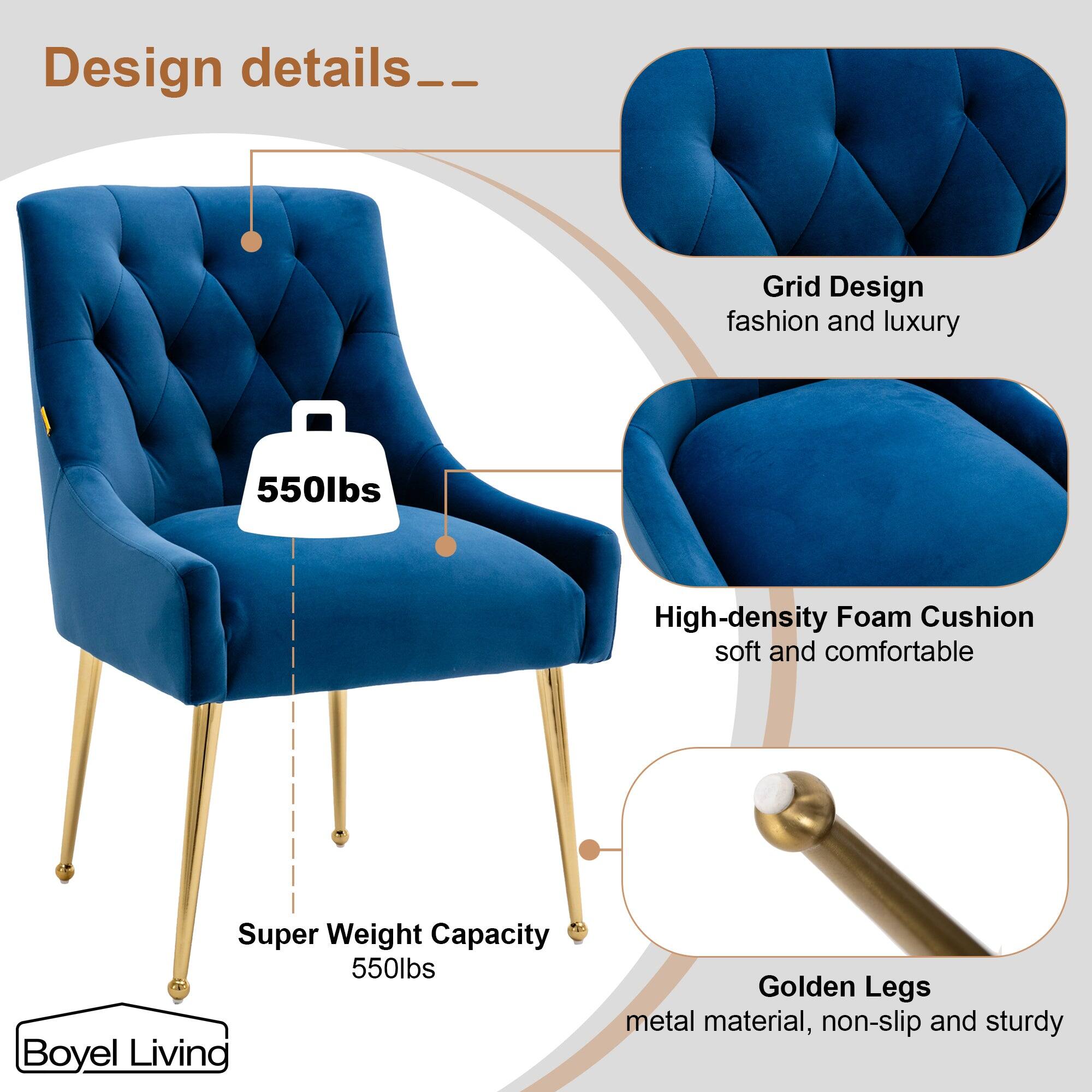 Design details__  
- Grid Design: fashion and luxury  
- High-density Foam Cushion: soft and comfortable  
- Super Weight Capacity: 550lbs  
- Golden Legs: metal material, non-slip and sturdy  

Boyle Living