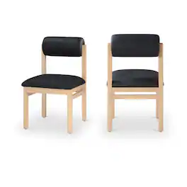 Meridian Furniture - Roundhill Vegan Leather Upholstered Dining Chair, Set of 2 - Black