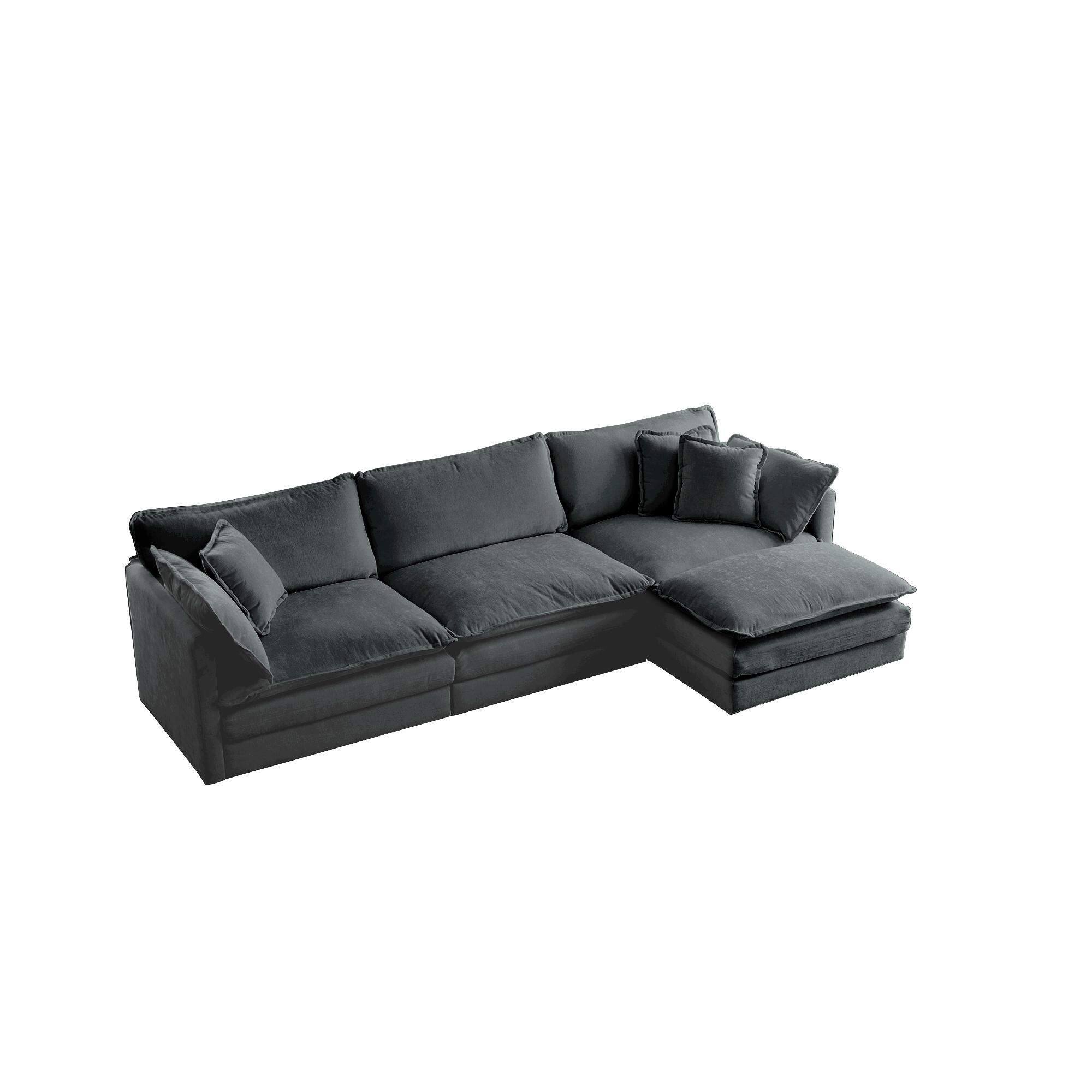 Angle. LOVMOR - Free Combination Comfy Upholstery Modular Oversized L Shaped Sectional Sofa With Reversible Ottoman Gray Chenille - Gray.