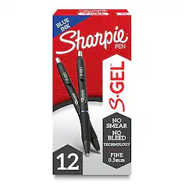 Sharpie - S-Gel Retractable Gel Pens, 0.5 mm, Fine Point, Dozen - Blue Ink