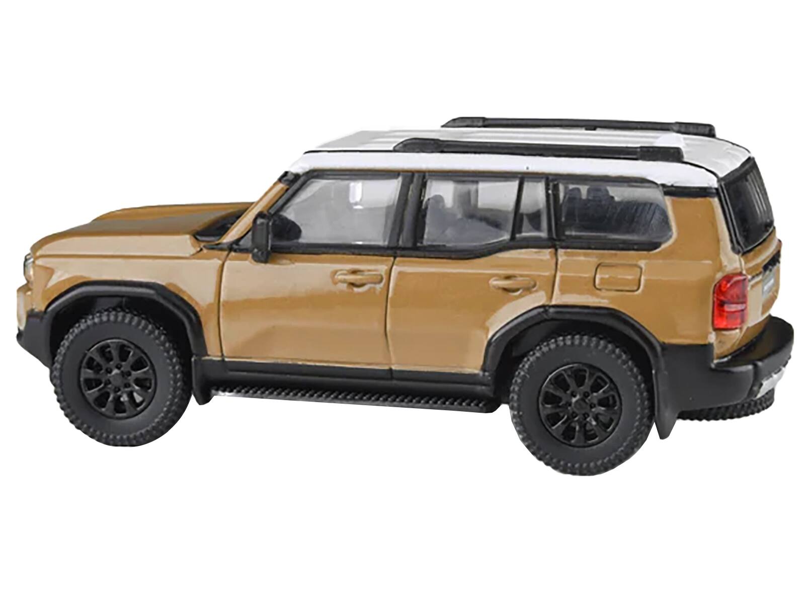 Left. Paragon - 2024 Toyota Land Cruiser 250 Prado Trail Dust Beige with White Top 1/64 Diecast Model Car by Paragon Models - Dust Beige with White.