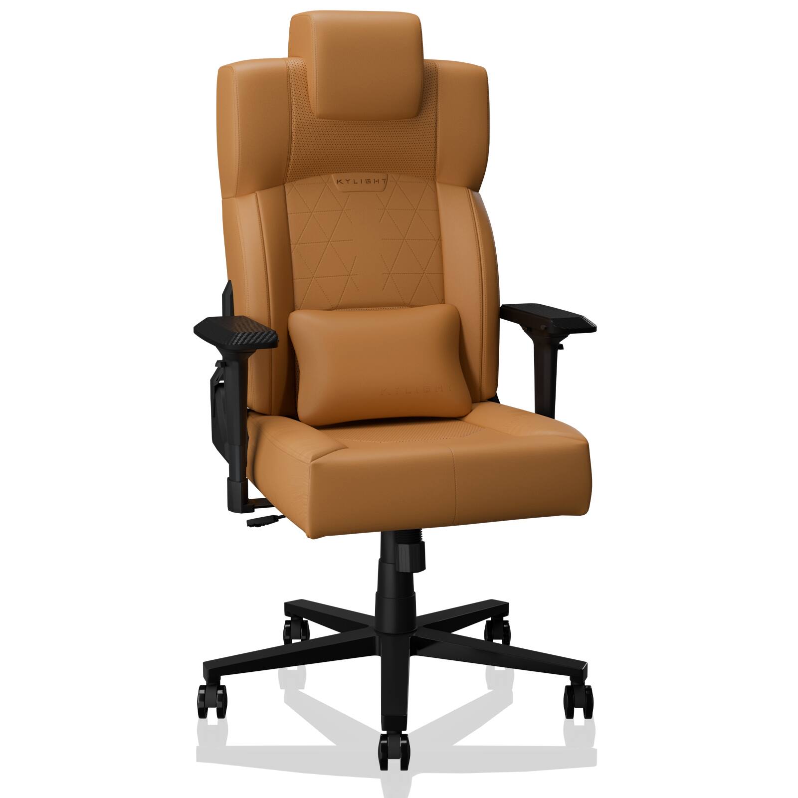 Alt View 3. Spaco - Spaco Ergonomic Executive Gaming Chair,High Back,Lumbar Support,Flip Up Arms,Headrest,PU Leather,for Home Office - Yellow Brown.