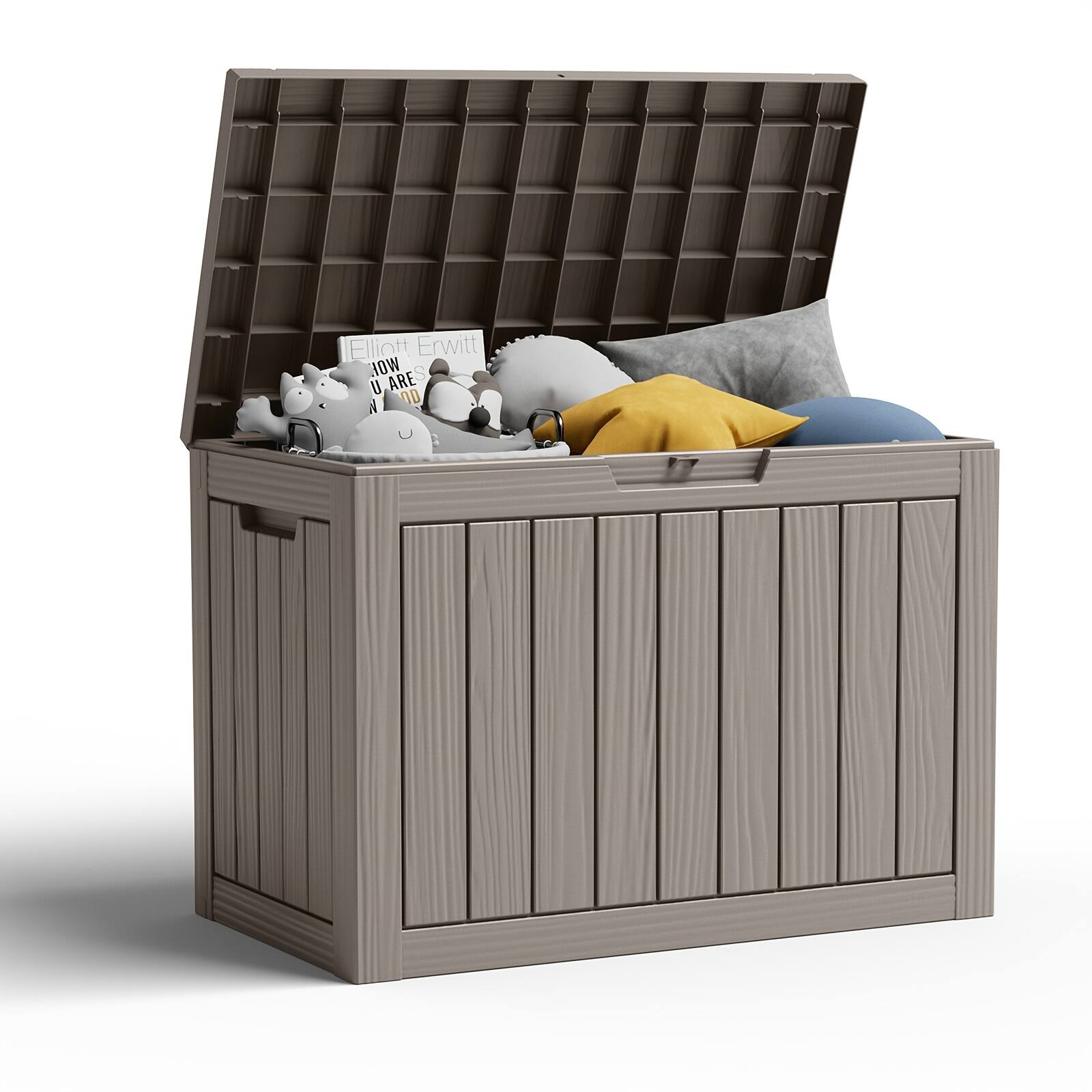 Decksplore - 45 Gallon Lockable Resin Deck Box - Brown