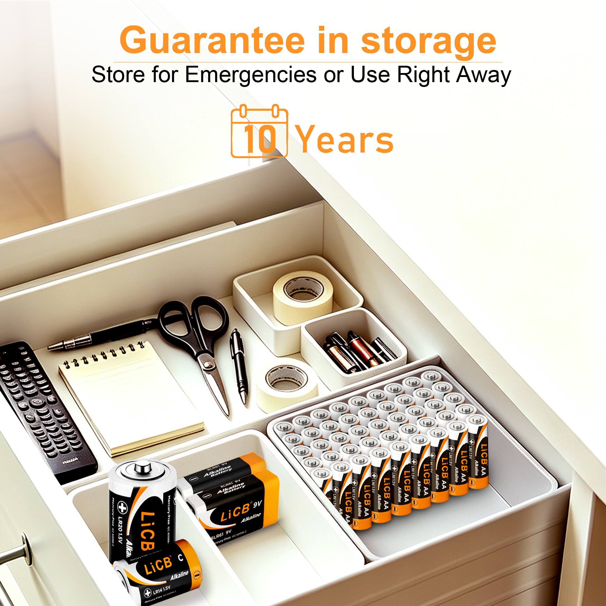 Guarantee in storage  
Store for Emergencies or Use Right Away  
10 Years  

B  
G  
PRESSIA  
LR20 1.5V  
BY Alkaline COMICS SV Alkaline ELPAN 9V LiCB Alkaline LiCB BY - SLAST Alka C LiCB Alkaline LRI415V  
+ LICB  
AA LiCB  
CHEESY  
Alkaline  
AA  
Alkaline  
AA LICB  
Alkaline  
AA LICB  
LAST.SV  
Alkaline  
AA LICB