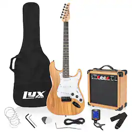 Lyxpro - Electric Guitar Kit, 39” Electric Guitar with Amp & Electric Guitar Accessories - Natural