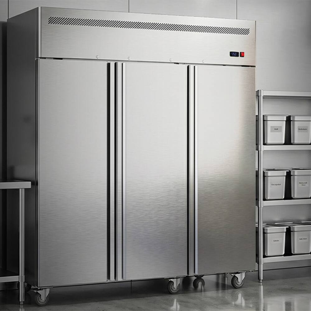 Alt View 5. Coolake - Coolake 72” 54 Cu.ft Commercial Refrigerator Top Mount with 3 Doors in Stainless Steel for Restaurant Garage Bakery - Stainless Steel.