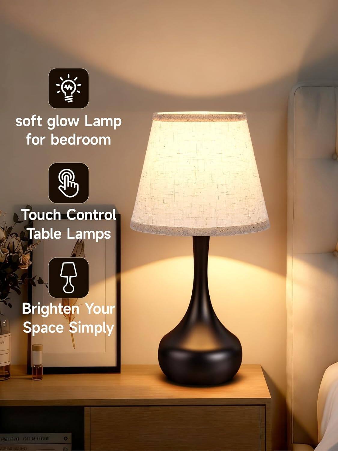 - soft glow Lamp for bedroom
- Touch Control Table Lamps
- Brighten Your Space Simply