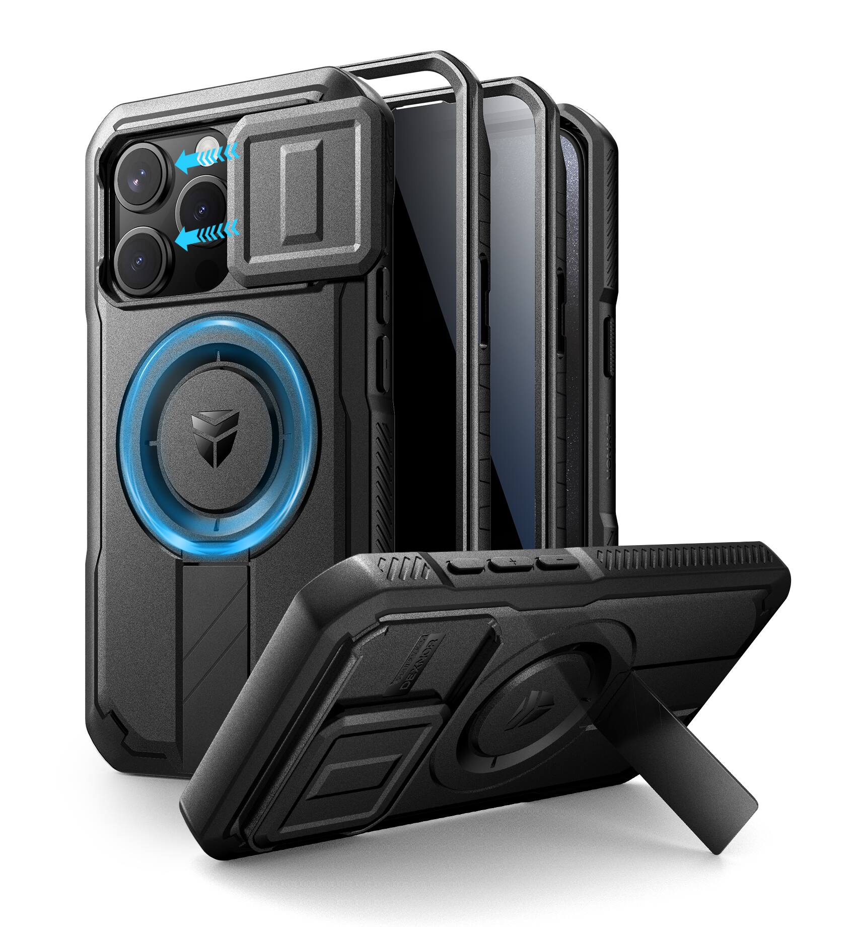 Front. dexnor - Case for iPhone 15 Pro Case with Privacy Screen Protector Compatible with MagSafe Rugged Bumper Case Protective Cover - Privacy Black.