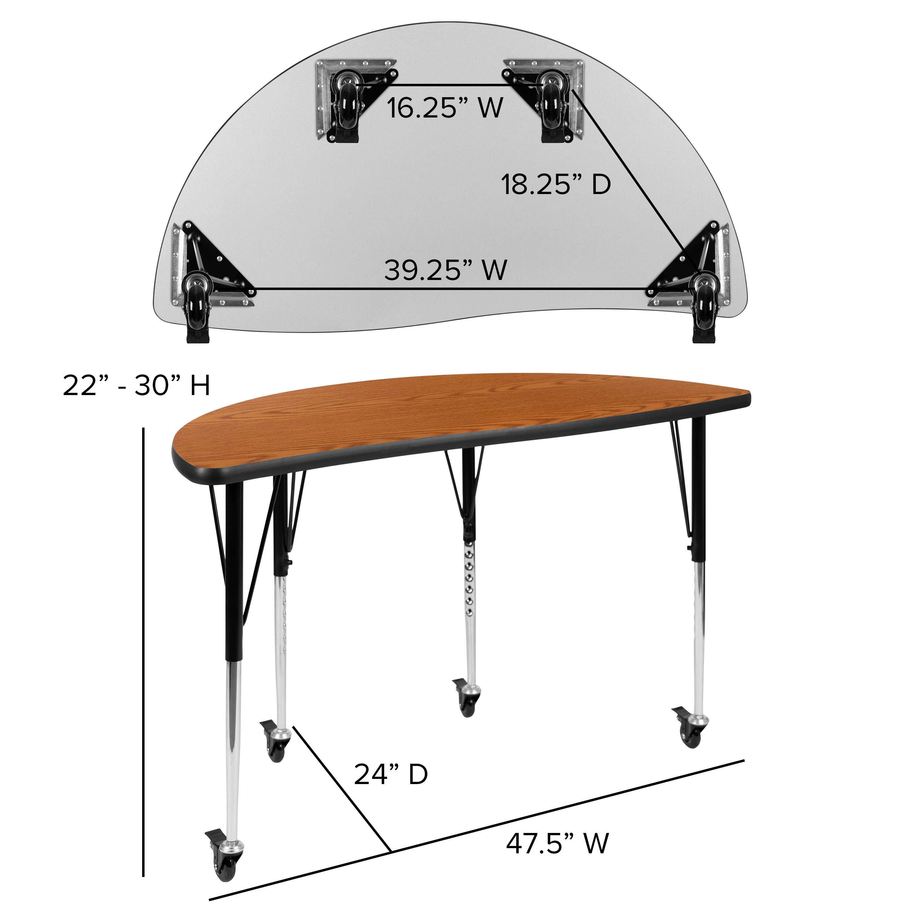16.25" W  
18.25" D  
39.25" W  
22" - 30" H  
24" D  
47.5" W