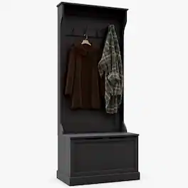 Homcom - Hall Tree with Coat Rack and Sitting Bench - Black