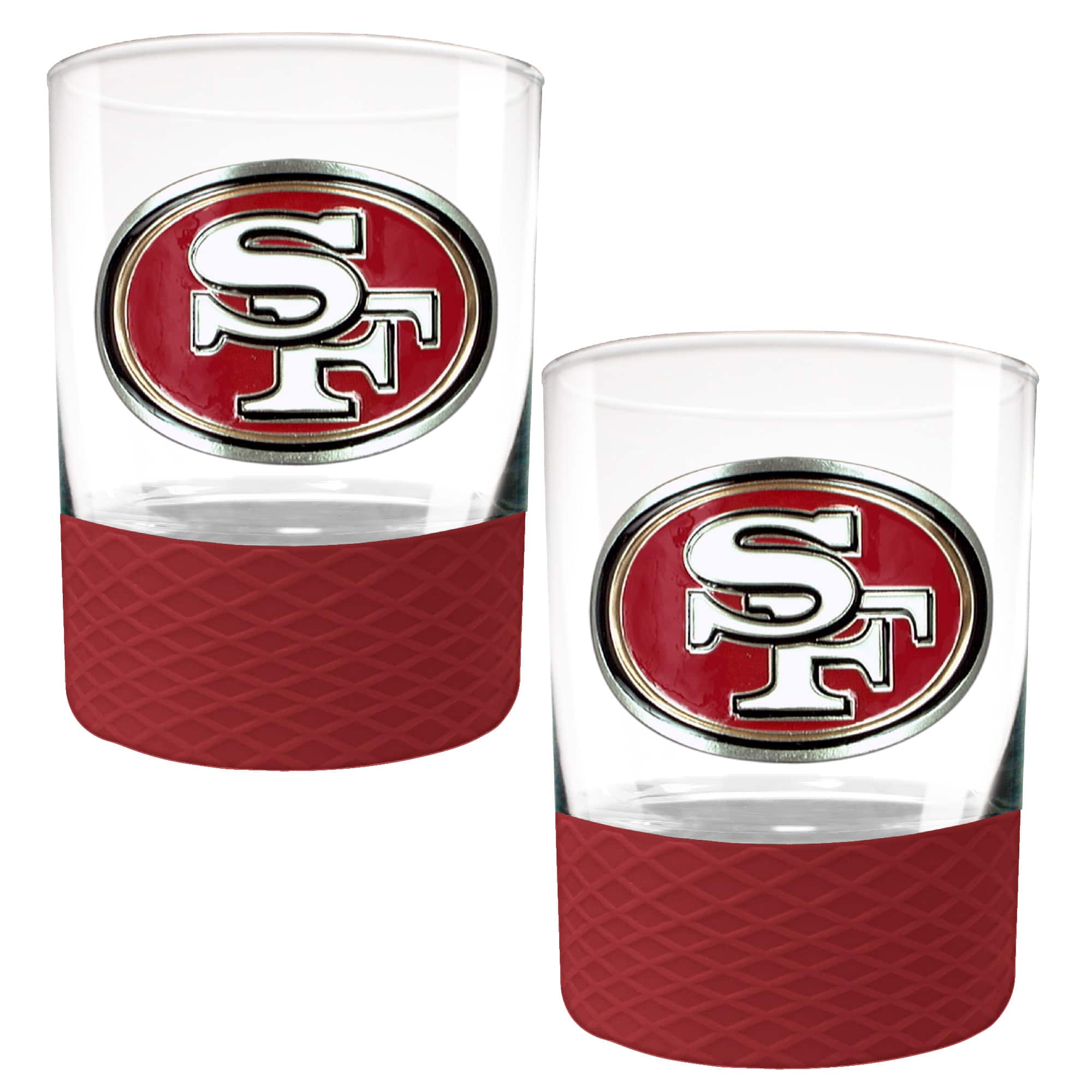 Photos - Glass American Great  Products - San Francisco 49ers 2-Pack 14oz. Rocks  Set with Silcone Grip - Red 3481955 