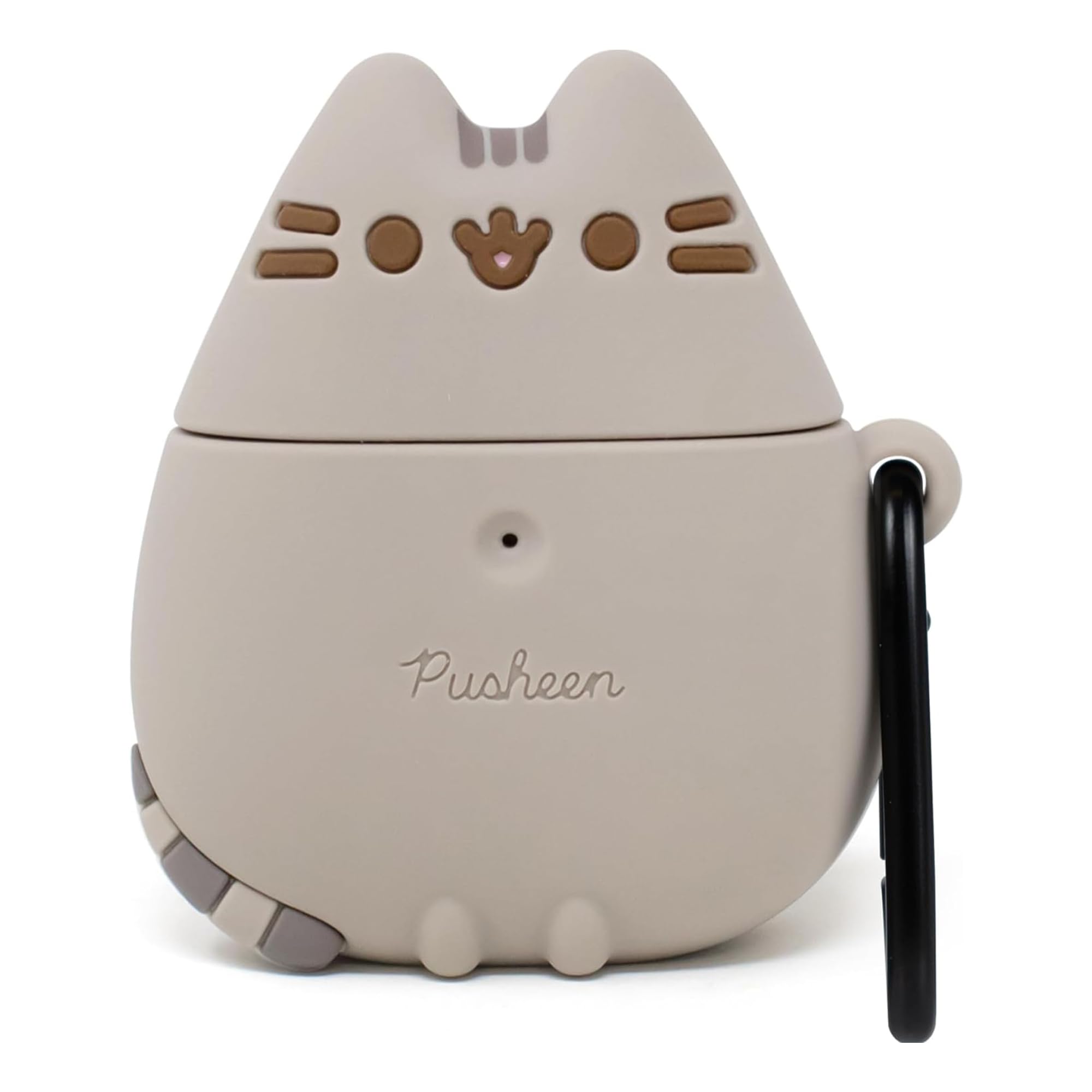 Back. iFace - Pusheen The Cat Cute Compatible with Apple AirPods 1 and 2 Generation - Silicone Figure Protective Case With Carabiner - Pusheen - Standing (Multicolor).
