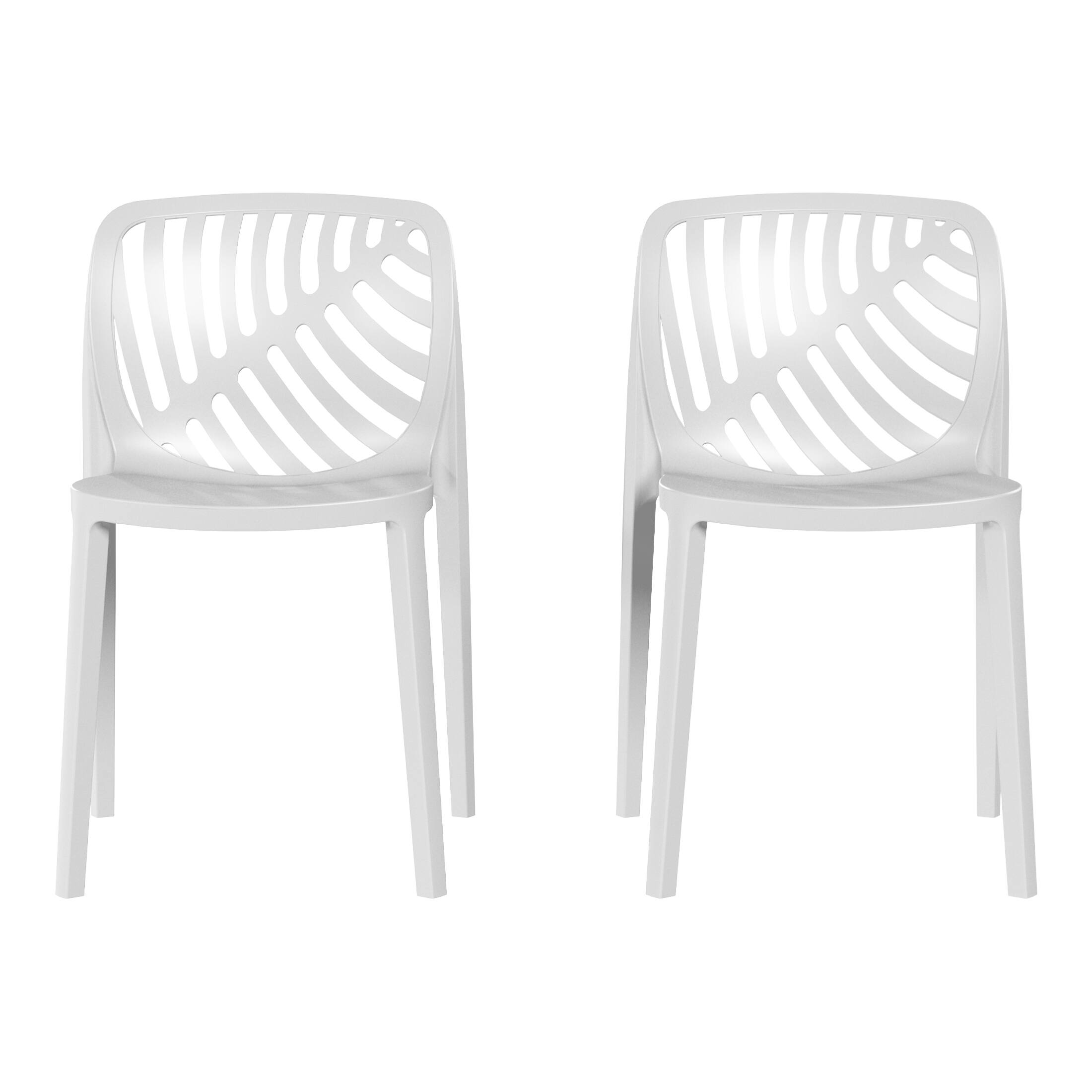 WestinTrends - Playa Outdoor Modern Stackable Polypropylene Plastic Patio Bistro Dining Side Chairs (Set of 2) - White price history on PriceWatchPro