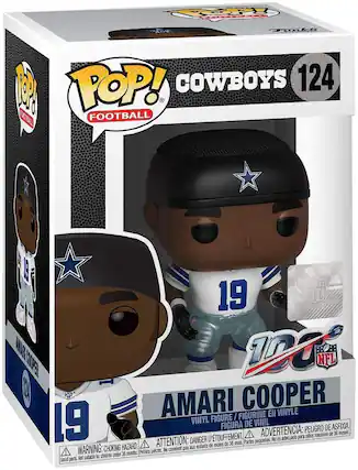 COP! POP! COWBOYS 124
AMARI COOPER
VINYL FIGURE / FIGURINE EN VINYLE / FIGURA DE VINIL
WARNING: CHOKING HAZARD. Small parts. Not suitable for children under 36 months.
ATTENTION: DANGER D'ÉTOUFFEMENT. Petites pièces. Ne convient pas aux enfants de moins de 36 mois.
ADVERTENCIA: PELIGRO DE ASFIXIA. No es adecuado para niños menores de 36 meses.