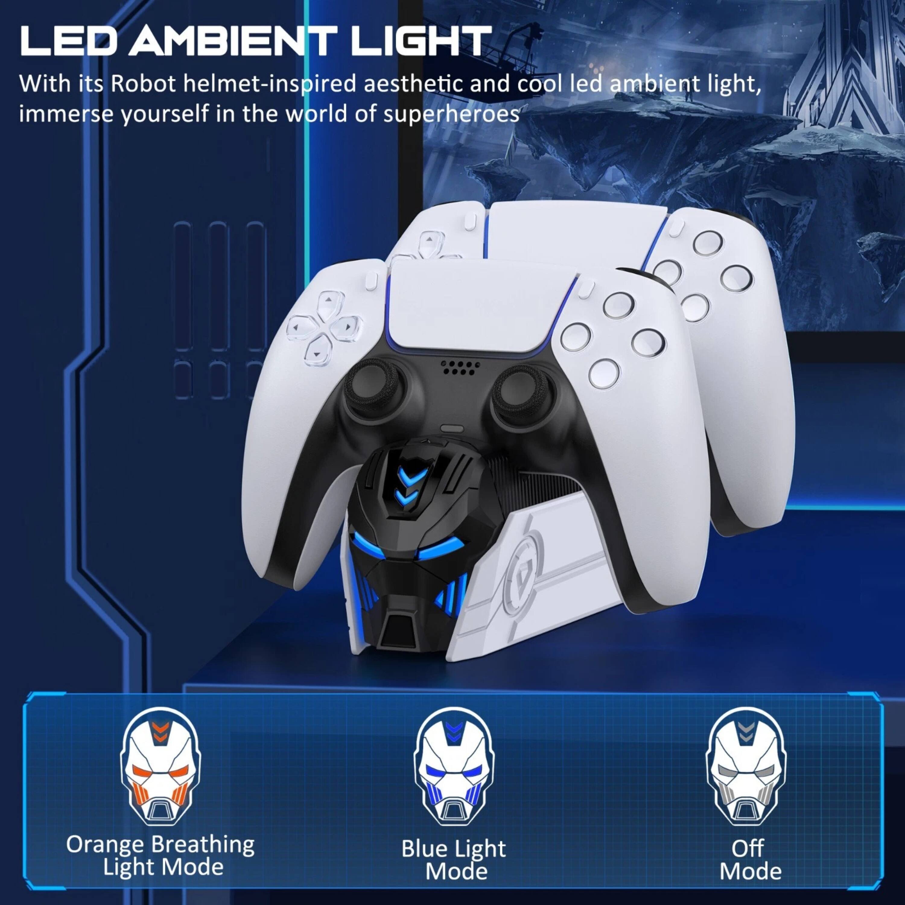 LED AMBIENT LIGHT

With its Robot helmet-inspired aesthetic and cool LED ambient light, immerse yourself in the world of superheroes.

- Orange Breathing Light Mode
- Blue Light Mode
- Off Mode