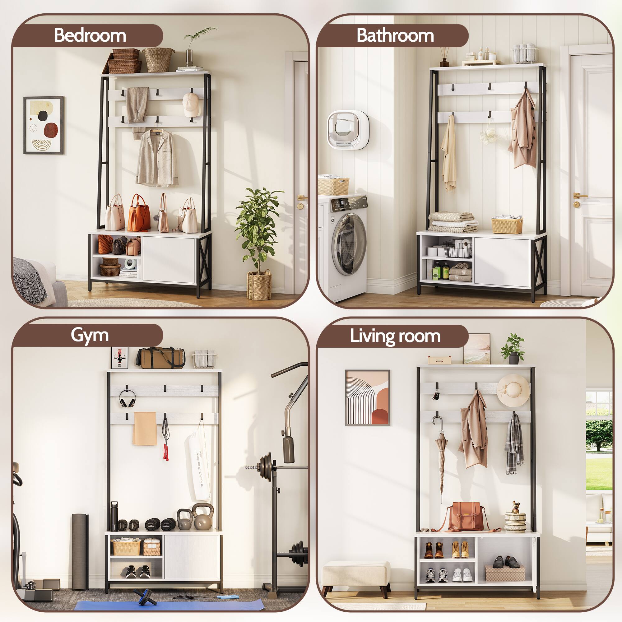 Bedroom  
Bathroom  
Gym  
Living room