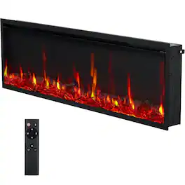 GARVEE - Wall Mounted 42" Electric Fireplace Heater with Remote Control, 750W/1500W with Timer - Black