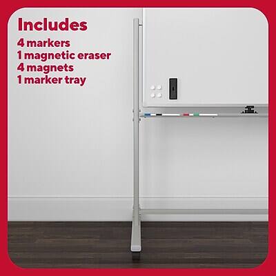 Includes  
4 markers  
1 magnetic eraser  
4 magnets  
1 marker tray