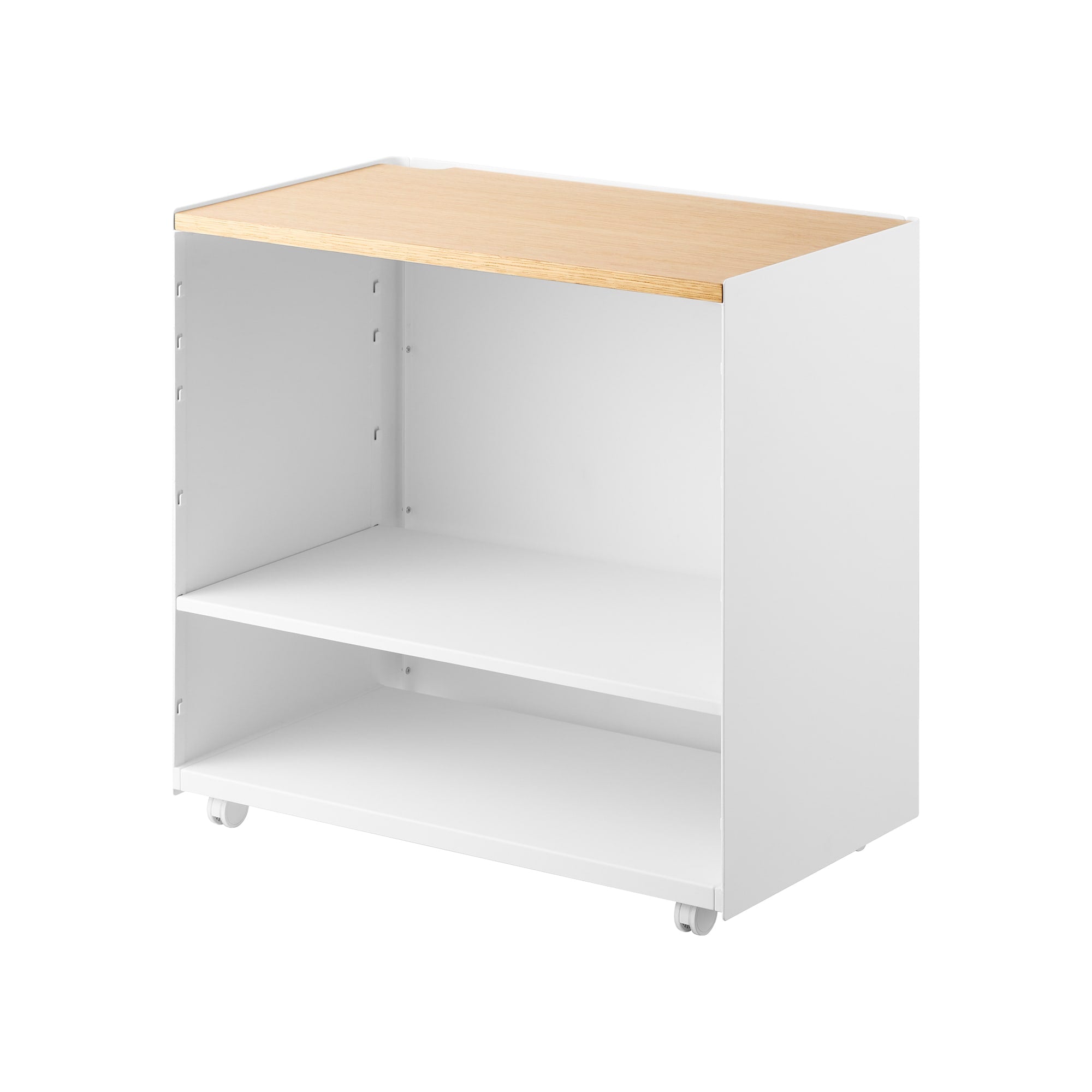 Left. Yamazaki Home - Mobile Hideaway Storage Cart (23" H) - Steel + Wood - White.