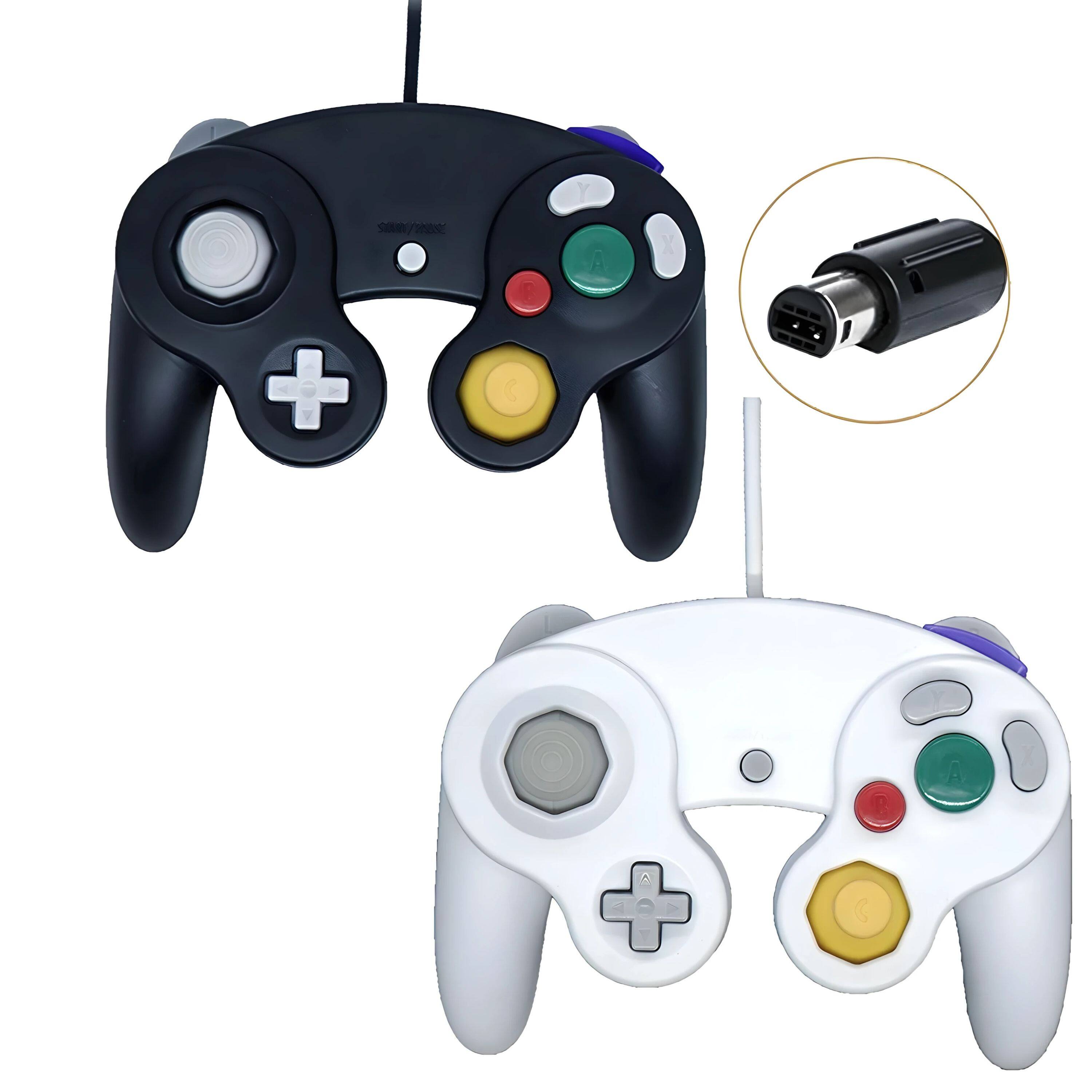 Angle. Kitcheniva - Wired NGC Controller Gamepad For Nintendo GameCube & Wii U Console 2 Pcs Black/White - Black / White.
