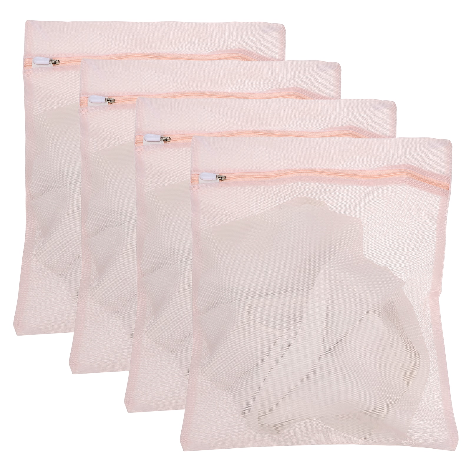 Unique Bargains - 4pcs Mesh Laundry Bags with Zipper Fine Net for Delicates 12x16 Inch for Travel Clothes, Bathroom, Dorm and Bras - Light Pink price history on PriceWatchPro