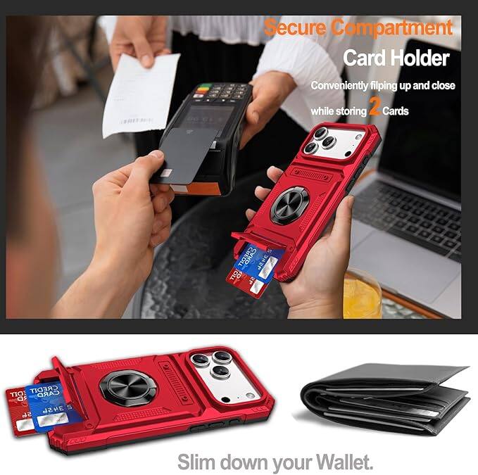 Secure Compartment  
Card Holder  

Conveniently flipping up and close while storing 2 Cards  

Slim down your Wallet.