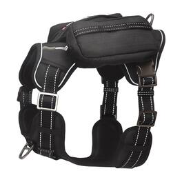 PET MARVEL - High-Perfomance Tactical Dog Harness with Backpack, No Pull Front Clip & Metal Buckles, M - Black